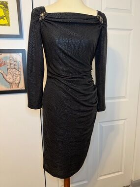 David Meister Metallic Rhinestone Dress